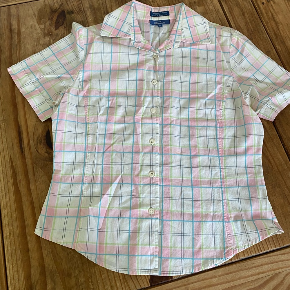 Vintage Faconnable Pastel Plaid Cotton Shirt